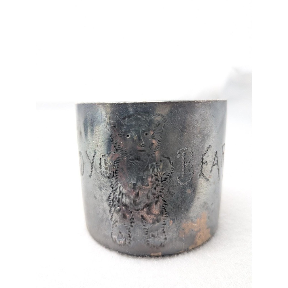 Vintage Silver Plated Baby Cup Poole Silver Co. "BEAR" Engraved - Picture 2 of 4